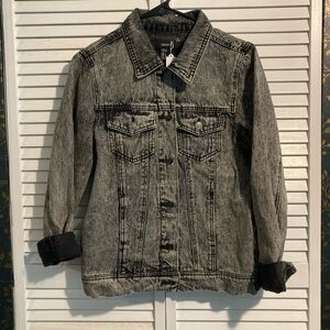 Forever 21 Black Acid Wash Jean Jacket